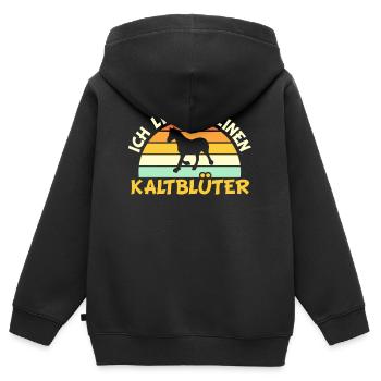 Kaltblüter Kaltblut Pferd Retro Vintage Geschenk - Kinder Premium Organic Zip Hoodie - Schwarz - Hinten - AI Model Kid Male (0cm)