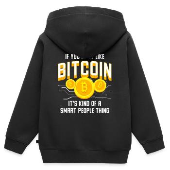 Bitcoin - Sweat Premium à capuche zippé enfant bio - noir - Dos - AI Model Kid Male (0cm)