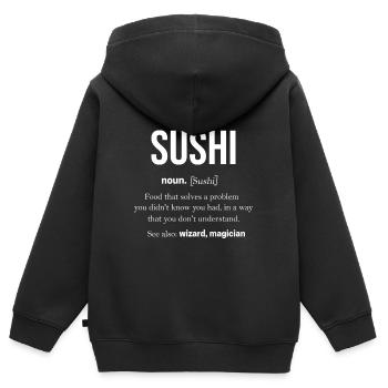 Sushi Essen Japan Maki Nigiri Kawaii Miso Fisch - Kinder Premium Organic Zip Hoodie - Schwarz - Hinten - AI Model Kid Male (0cm)