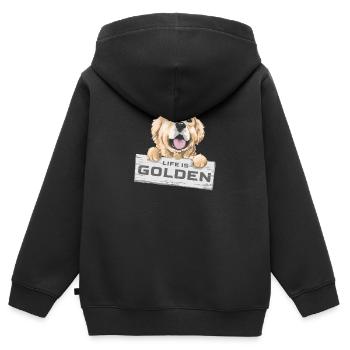 Life is Golden Retriever Geschenk Labrador - Kinder Premium Organic Zip Hoodie - Schwarz - Hinten - AI Model Kid Male (0cm)