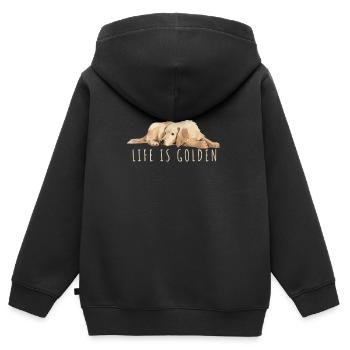 Life is golden retriever Geschenk Labrador - Kinder Premium Organic Zip Hoodie - Schwarz - Hinten - AI Model Kid Male (0cm)