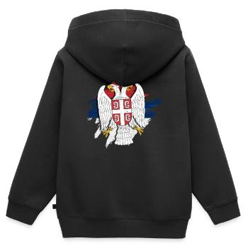 Serbien - Kinder Premium Organic Zip Hoodie - Schwarz - Hinten - AI Model Kid Male (0cm)