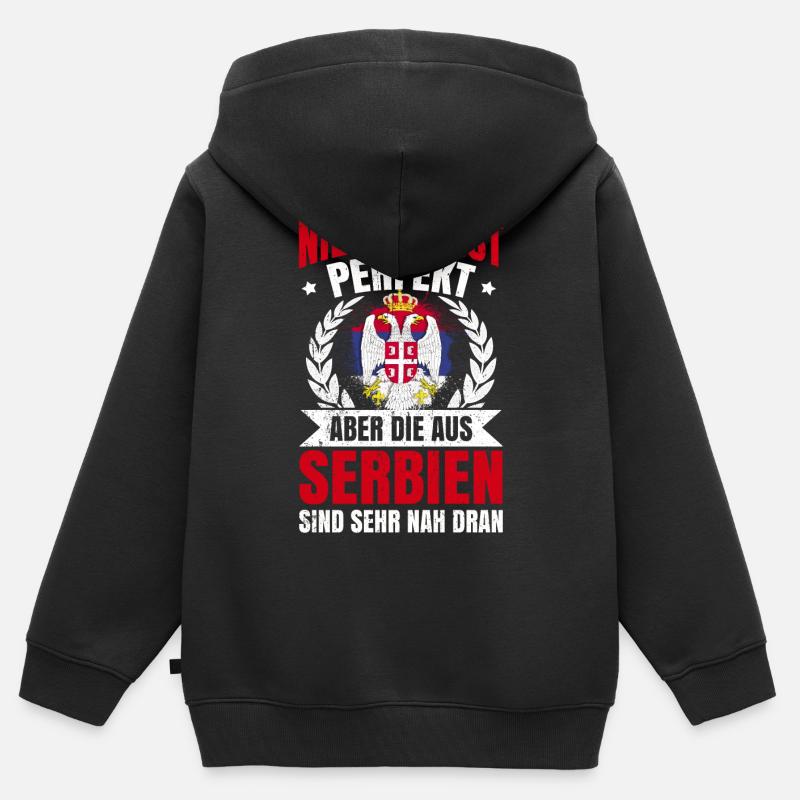 Serbie - Sweat Premium à capuche zippé enfant bio - noir
