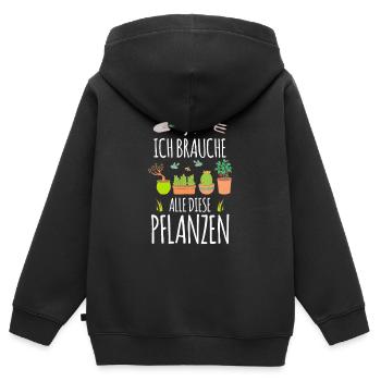 Garten - Kinder Premium Organic Zip Hoodie - Schwarz - Hinten - AI Model Kid Male (0cm)