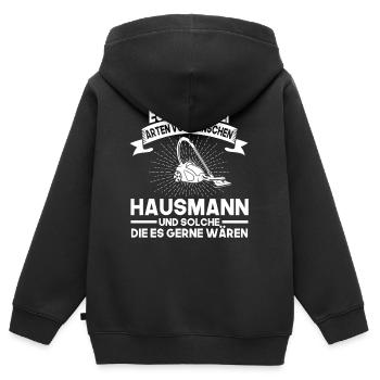 Hausmann Spruch Putzkraft Geschenk - Kinder Premium Organic Zip Hoodie - Schwarz - Hinten - AI Model Kid Male (0cm)