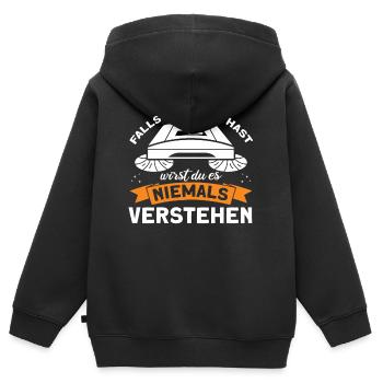 Putzkraft Hausfrau Saugroboter Geschenk - Kinder Premium Organic Zip Hoodie - Schwarz - Hinten - AI Model Kid Male (0cm)