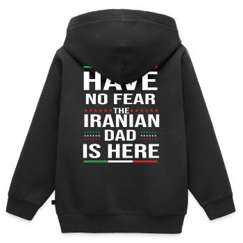 Iran père Iran Enseign - Sweat Premium à capuche zippé enfant bio - noir - Dos - AI Model Kid Male (0cm)