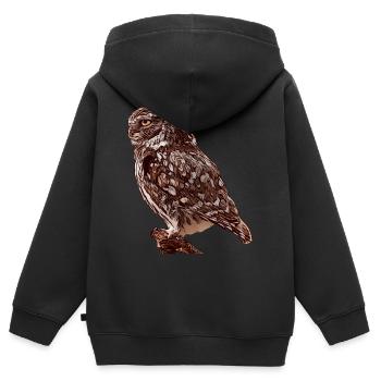 Hiboux motif oiseau Animal animal animal animal - Sweat Premium à capuche zippé enfant bio - noir - Dos - AI Model Kid Male (0cm)