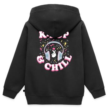 K-Pop - Kinder Premium Organic Zip Hoodie - Schwarz - Hinten - AI Model Kid Male (0cm)