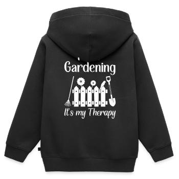 I love gardening it's my therapy - Kinder Premium Organic Zip Hoodie - Schwarz - Hinten - AI Model Kid Male (0cm)