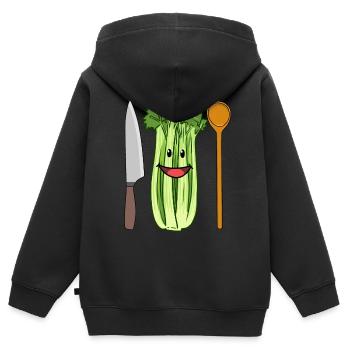 Sellerie Gemüse Stangensellerie Küchenmesser Koch - Kinder Premium Organic Zip Hoodie - Schwarz - Hinten - AI Model Kid Male (0cm)