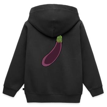 Aubergine Gemüse Vitamine kochen Küche Vegetarisch - Kinder Premium Organic Zip Hoodie - Schwarz - Hinten - AI Model Kid Male (0cm)