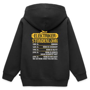 Électriciens Salaire horaire - Sweat Premium à capuche zippé enfant bio - noir - Dos - AI Model Kid Male (0cm)