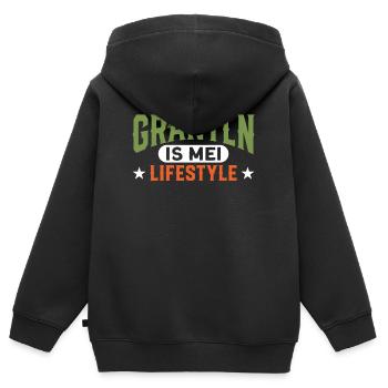 Oberbayern Grantln Grantler Geschenk - Kinder Premium Organic Zip Hoodie - Schwarz - Hinten - AI Model Kid Male (0cm)