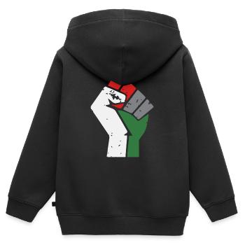 Freie Gaza Palästina Faust - Kinder Premium Organic Zip Hoodie - Schwarz - Hinten - AI Model Kid Male (0cm)