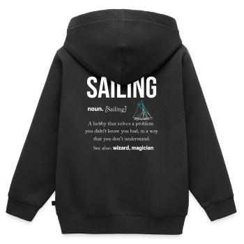Segeln Geschenk Segeltörn Katamaran Nautik Regatta - Kinder Premium Organic Zip Hoodie - Schwarz - Hinten - AI Model Kid Male (0cm)