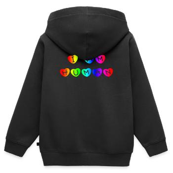 Arc-en-ciel, Arc-en-ciel, Arc-en-ciel, Arc-en-ciel - Sweat Premium à capuche zippé enfant bio - noir - Dos - AI Model Kid Male (0cm)