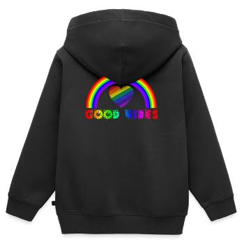 Regenbogen, Regenbogen, Regenbogen, Regenbogen, Regenbogen - Kinder Premium Organic Zip Hoodie - Schwarz - Hinten - AI Model Kid Male (0cm)
