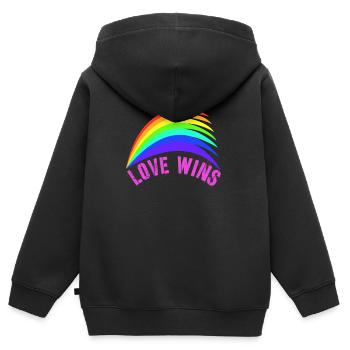 Regenbogen, Regenbogen, Regenbogen, Regenbogen, Regenbogen - Kinder Premium Organic Zip Hoodie - Schwarz - Hinten - AI Model Kid Male (0cm)