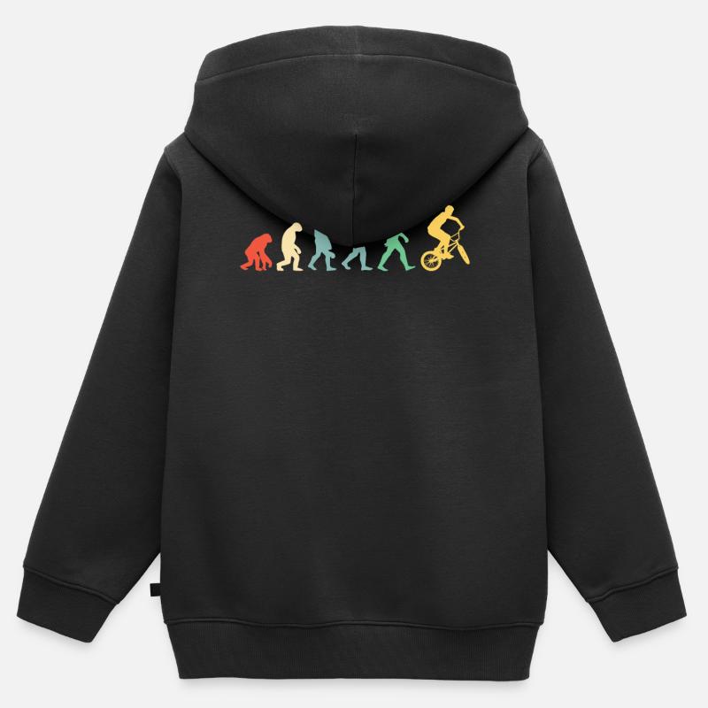 BMX Biker Evolution | Rétro rétro - Sweat Premium à capuche zippé enfant bio - noir