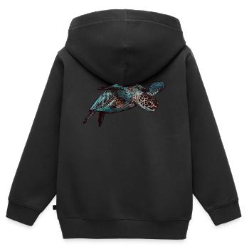 Tortue motif animal animal motif animal - Sweat Premium à capuche zippé enfant bio - noir - Dos - AI Model Kid Male (0cm)