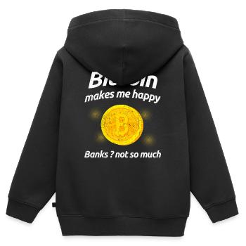 Bitcoin - Sweat Premium à capuche zippé enfant bio - noir - Dos - AI Model Kid Male (0cm)