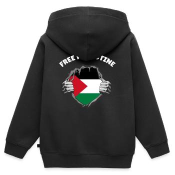 Free Palestine Palästinensische Palästina T-Shirt - Kinder Premium Organic Zip Hoodie - Schwarz - Hinten - AI Model Kid Male (0cm)