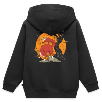 Kitsune Aesthetic Anime Geschenke - Kinder Premium Organic Zip Hoodie - Schwarz - Hinten - AI Model Kid Male (0cm)