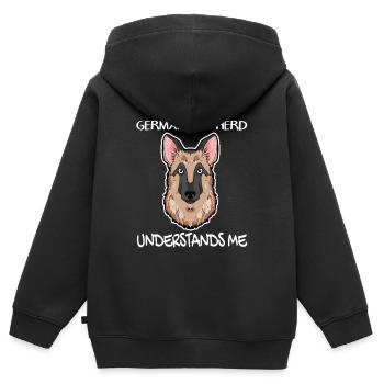 German Shepherd - Kids Premium Organic Zip-up Hoodie - black - Back - AI Model Kid Male (0cm)