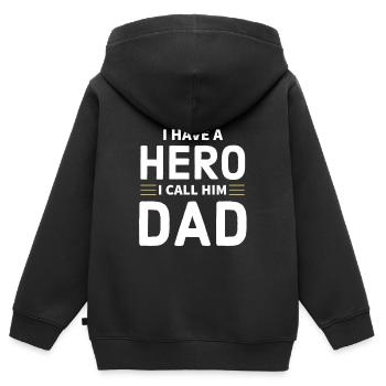 Fête des Pères, Fête des Pères, Fête des Pères, Fête des Pères - Sweat Premium à capuche zippé enfant bio - noir - Dos - AI Model Kid Male (0cm)