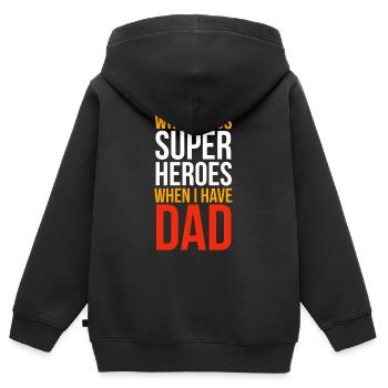 Fête des Pères, Fête des Pères, Fête des Pères, Fête des Pères - Sweat Premium à capuche zippé enfant bio - noir - Dos - AI Model Kid Male (0cm)