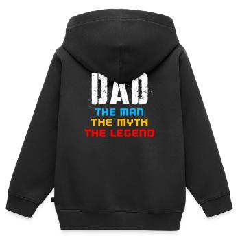 Fête des Pères, Fête des Pères, Fête des Pères, Fête des Pères - Sweat Premium à capuche zippé enfant bio - noir - Dos - AI Model Kid Male (0cm)