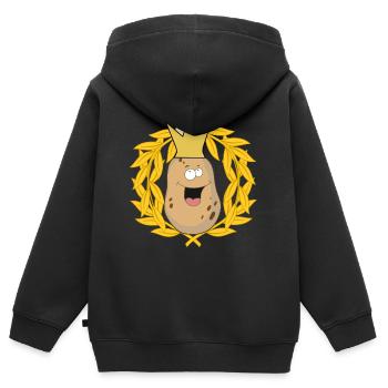 König Kartoffel Knollen Gemüse Lorbeerkranz - Kinder Premium Organic Zip Hoodie - Schwarz - Hinten - AI Model Kid Male (0cm)
