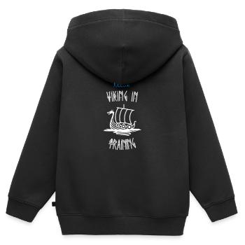 Wikinger - Kleiner Wikinger im Training - Runen - Kinder Premium Organic Zip Hoodie - Schwarz - Hinten - AI Model Kid Male (0cm)