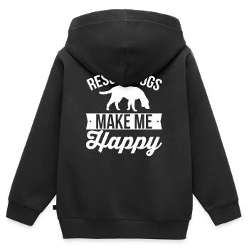 Refuge chien Sauvetage animaux Refuge pour chiens - Sweat Premium à capuche zippé enfant bio - noir - Dos - AI Model Kid Male (0cm)