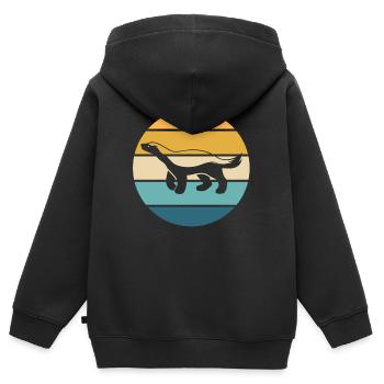 Retro Honigdachs Vintage Honigdachs - Kinder Premium Organic Zip Hoodie - Schwarz - Hinten - AI Model Kid Male (0cm)