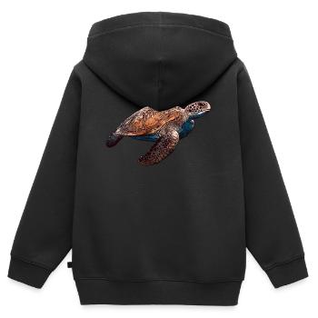 Tortue motif animal animal motif animal - Sweat Premium à capuche zippé enfant bio - noir - Dos - AI Model Kid Male (0cm)