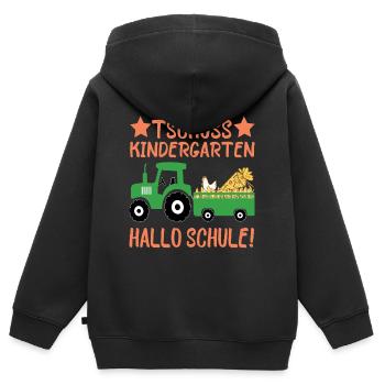 Erstklässler Tschüss Kindergarten Hallo Schule - Kinder Premium Organic Zip Hoodie - Schwarz - Hinten - AI Model Kid Male (0cm)