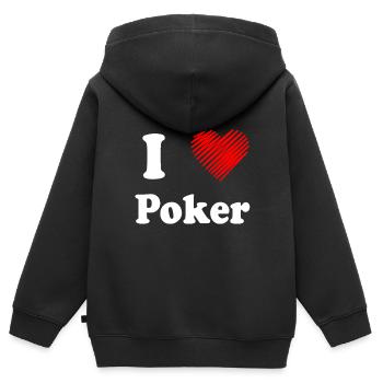 Poker - Kinder Premium Organic Zip Hoodie - Schwarz - Hinten - AI Model Kid Male (0cm)