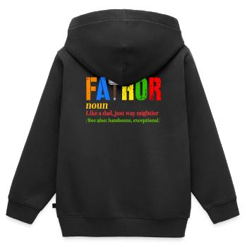 Fête des Pères, Fête des Pères, Fête des Pères, Fête des Pères - Sweat Premium à capuche zippé enfant bio - noir - Dos - AI Model Kid Male (0cm)