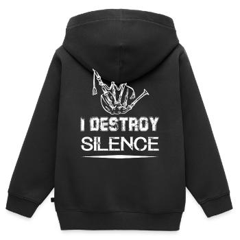 i destroy silence bagpipe - Kinder Premium Organic Zip Hoodie - Schwarz - Hinten - AI Model Kid Male (0cm)