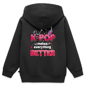 K-Pop - Sweat Premium à capuche zippé enfant bio - noir - Dos - AI Model Kid Male (0cm)