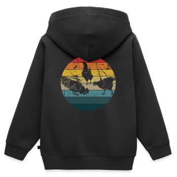 Huhn - Kinder Premium Organic Zip Hoodie - Schwarz - Hinten - AI Model Kid Male (0cm)