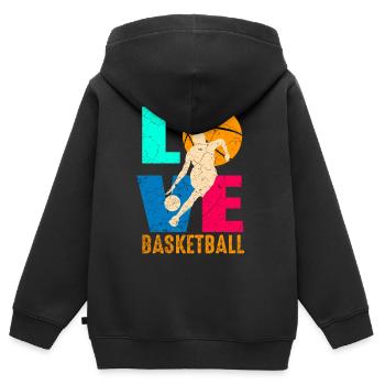 Basketballspieler Basketball Mädchen - Kinder Premium Organic Zip Hoodie - Schwarz - Hinten - AI Model Kid Male (0cm)