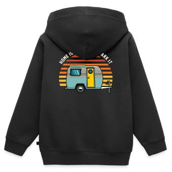 Camping Camping Caravane Camping Camper Camping - Sweat Premium à capuche zippé enfant bio - noir - Dos - AI Model Kid Male (0cm)