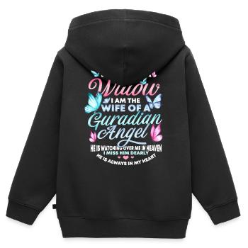 Veuve d’un homme beau, deuil, - Sweat Premium à capuche zippé enfant bio - noir - Dos - AI Model Kid Male (0cm)