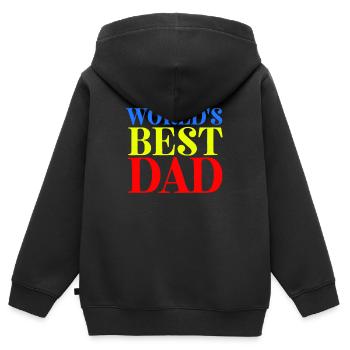 Fête des Pères, Fête des Pères, Fête des Pères, Fête des Pères - Sweat Premium à capuche zippé enfant bio - noir - Dos - AI Model Kid Male (0cm)