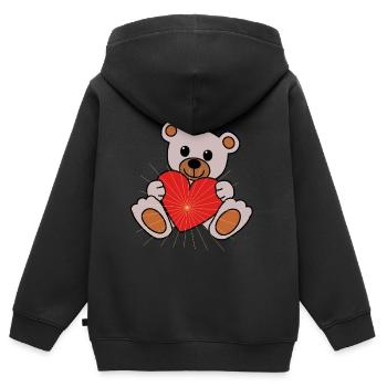 Cuddle cuddle bear heart love Valentin cordially - Kids Premium Organic Zip-up Hoodie - black - Back - AI Model Kid Male (0cm)
