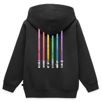 Pride Arc-en-ciel CSD LGBT - Sweat Premium à capuche zippé enfant bio - noir - Dos - AI Model Kid Male (0cm)