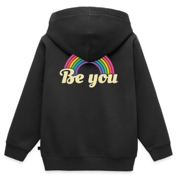 Pride CSD LGBT | Sois toi-même - Sweat Premium à capuche zippé enfant bio - noir - Dos - AI Model Kid Male (0cm)